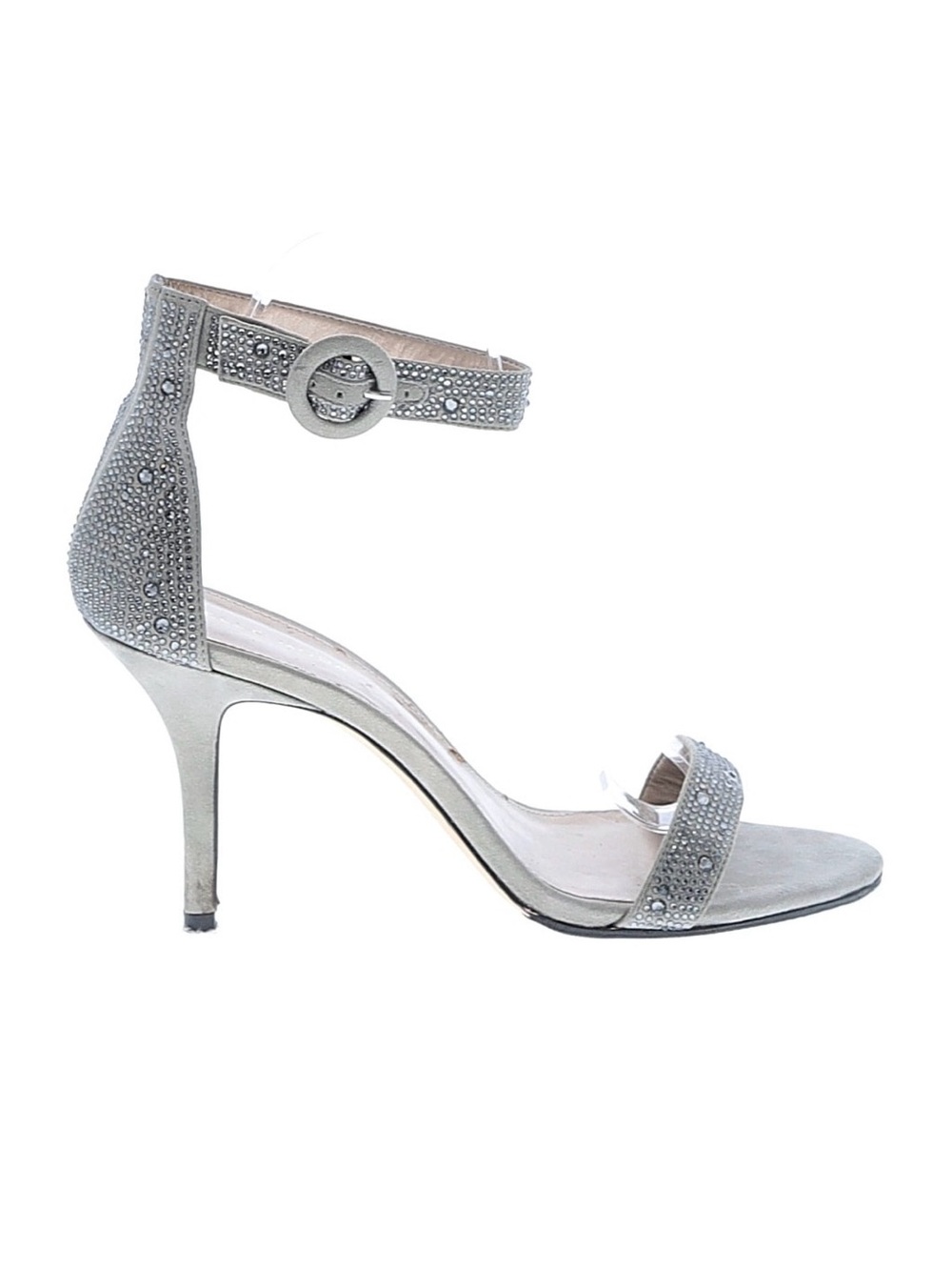 Pelle Moda Silver Crystal Ankle-Strap Heel